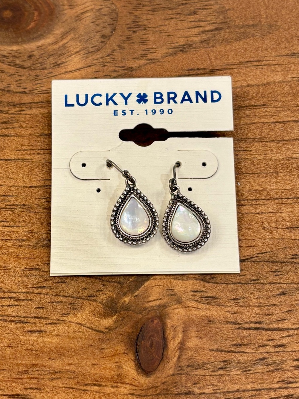 Lucky Brand Iridescent Pearl Teardrop Dangle Earrings